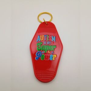 Vintage Style Red Autism Awareness Motel Keychain